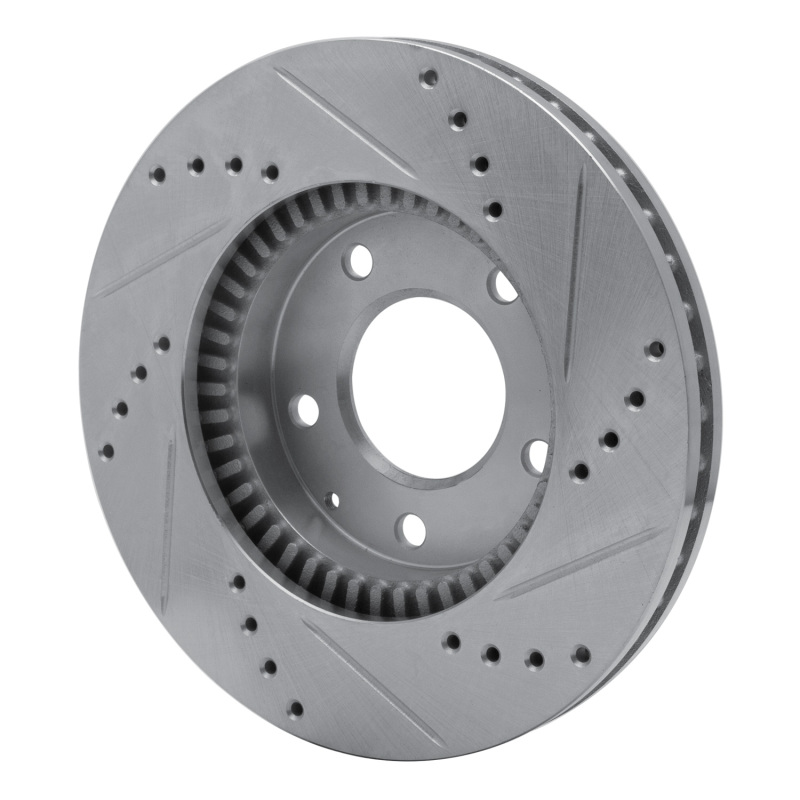 Mazda MPV Brake Rotor (1) - Front Left - R1 Concepts - Drilled & Slotted - Silver - `95-`06